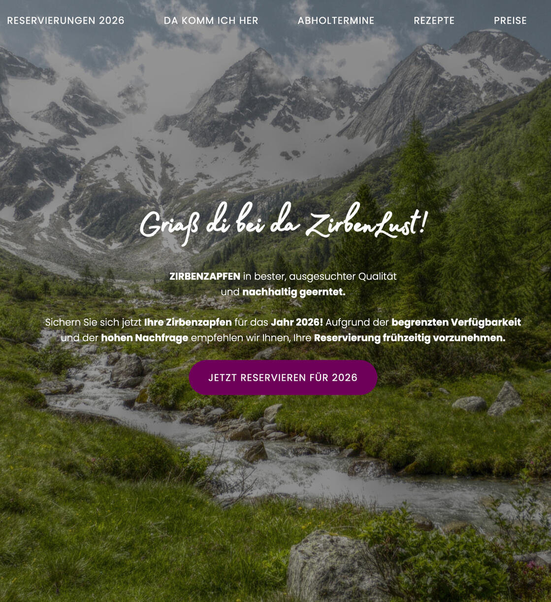 Zirbenlust.at Website