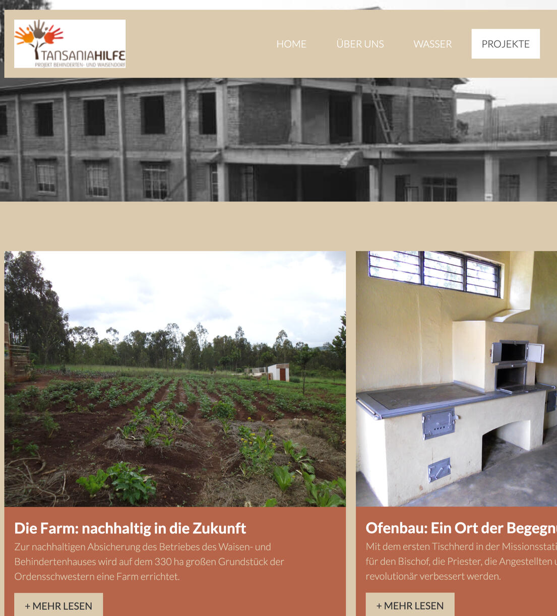Tansaniahilfe.at Website
